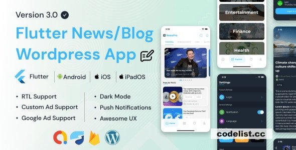 NewsPro v3.9.8 - Blog/News/Article App For Wordpress
