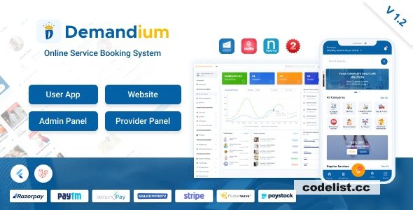Demandium v1.3 - Multi Provider On Demand, Handyman, Home service App with admin panel - nulled