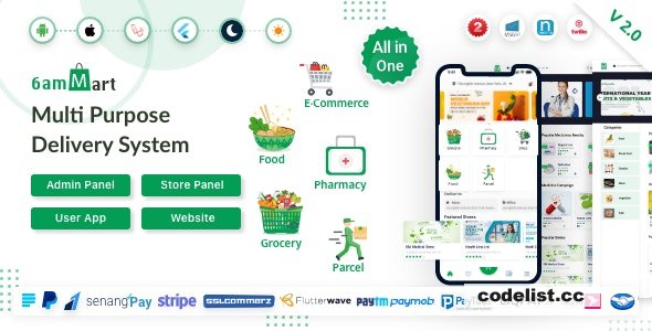 6amMart v2.5.2 - Multivendor Food, Grocery, eCommerce, Parcel, Pharmacy delivery app with Admin & Website - nulled