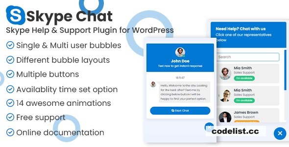 Skype Chat Support Pro v1.0 - WordPress Plugin