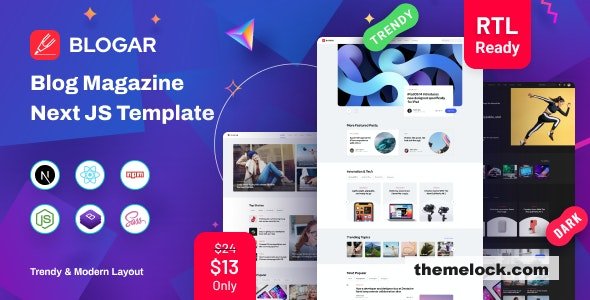 Download Blogar v1.0.3 – React Nextjs Blog and React Magazine Template | Free Nulled Scripts