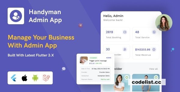 Handyman Admin App v1.6.0 - [Add-on]