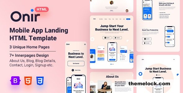 Onir - Mobile App Landing HTML Template