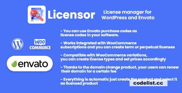 Licensor v1.0.1 - License manager for WooCommerce and Envato