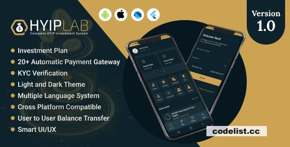 HYIPLab v1.0 - Cross Platform Mobile Application