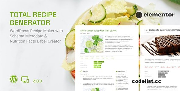 Total Recipe Generator v3.0.0 - Elementor addon