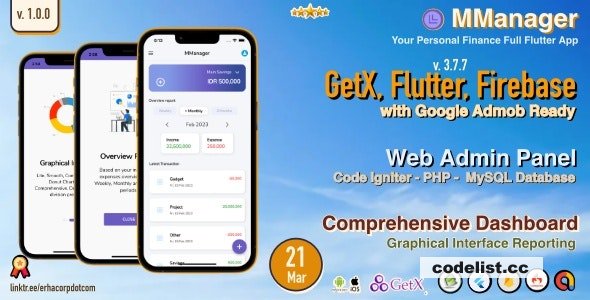 MManager v1.0 - Personal Finance Full Flutter App, with Chart Report | GetX | Web Admin Panel