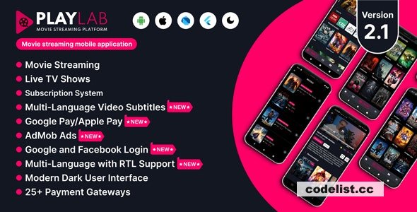 PlayLab v2.1 - Cross Platform on Demand Movie Streaming Mobile Application