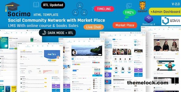 Socimo - Social Online Community Network & LMS Ecommerce Template