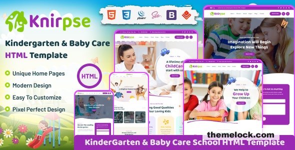 Knirpse - Kindergarten, Children & Baby Care HTML Template