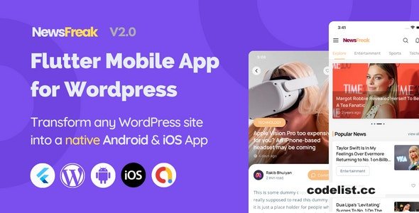 Newsfreak v2.2.2 - Flutter Mobile App for WordPress - nulled