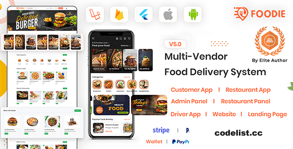 Foodie v5.2.1 - UberEats Clone - Food Delivery App - Multiple Restaurant Food Delivery Flutter App