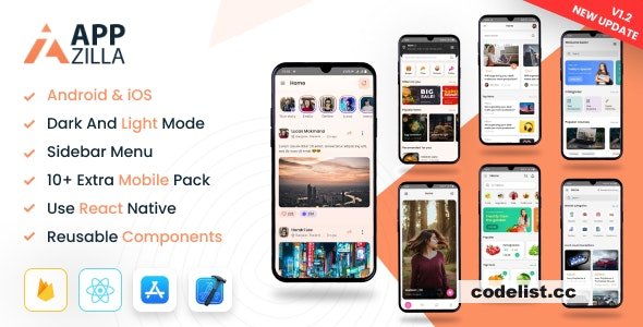 AppZilla v1.3 - Mobile React Native UI KIT Elements Andriod + iOS
