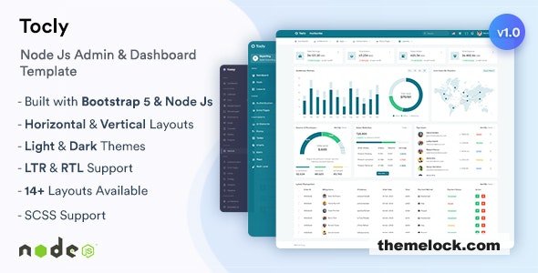 Tocly v1.0 - NodeJs Admin & Dashboard Template
