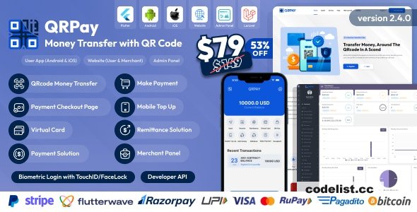 QRPay v2.4.1 - Money Transfer with QR Code Full Solution - nulled