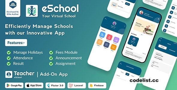 eSchool v3.3.6 - Virtual School Management System Flutter App with Laravel Admin Panel