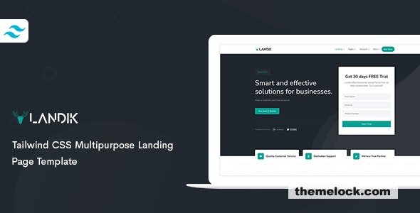 Landik - Tailwind CSS Multipurpose Landing Page Template