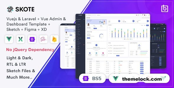 Download Skote v4.1.1 – Vuejs + Laravel Admin & Dashboard Template + Sketch | Free Nulled Scripts