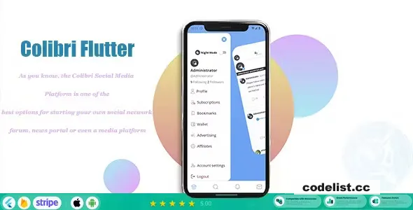 ColibriSM Flutter v1.0.5 – For ColibriSM Social PHP Script