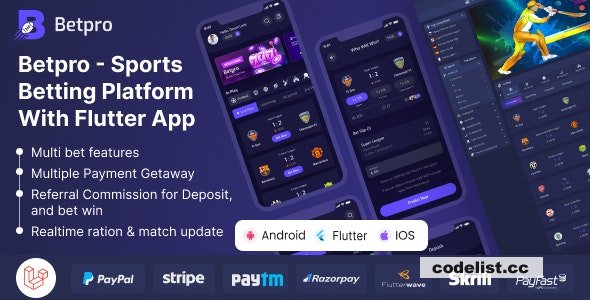 Betpro v2.2 - Sports Betting Platform PHP Laravel Admin Panel With Flutter App ios and android