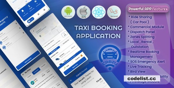 Cab2u v1.2 - Taxi Solution Android & IOS + Admin Panel + Dispatch Panel