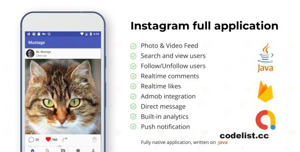 Mustage v3.18 - Instagram Android Full Application + Firebase Web (Photo&Video)