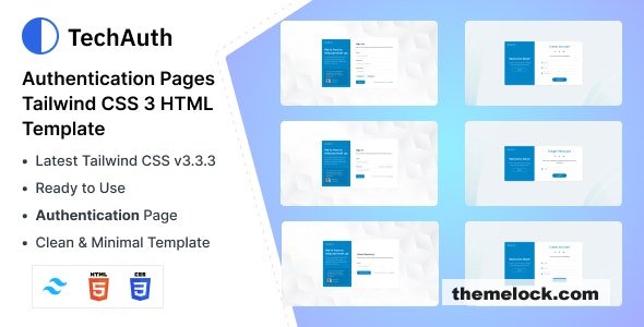 TechAuth - Auth Pages Tailwind CSS 3 HTML Template