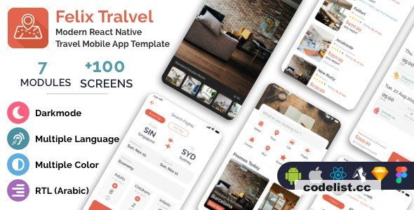 Felix Travel v1.1.11 - mobile React Native travel app template