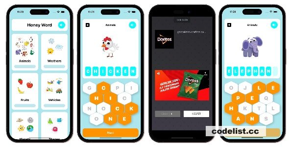 Honey Word Puzzle Game - SwiftUI Full iOS Game For Kids