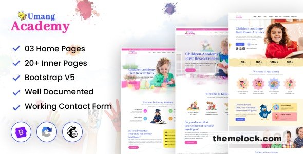 Umang Academy - Kindergarten, Kids Play School Template