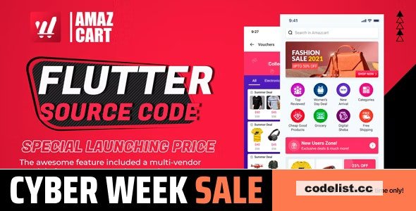 Flutter AmazCart v3.6 - Ecommerce Flutter Source code for Android and iOS
