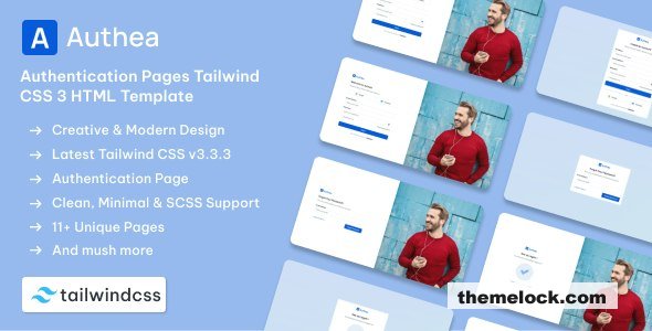 Authea - Authentication Pages Tailwind CSS 3 HTML Template