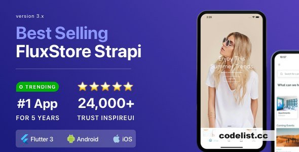 Fluxstore Strapi v3.16.8 - Fastest Flutter App + Headless CMS Strapi