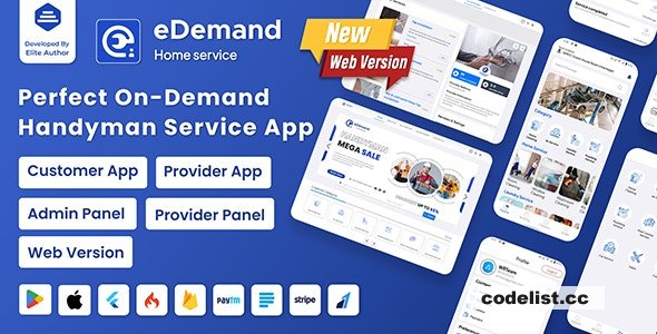 eDemand v4.1.0 - Multi Vendor On Demand Handy Services - nulled
