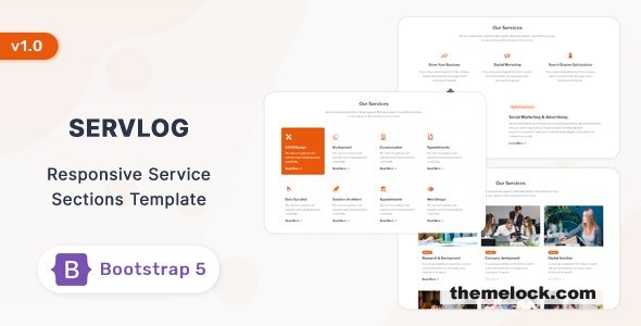 Servlog - Bootstrap 5 Service & Features Section Template