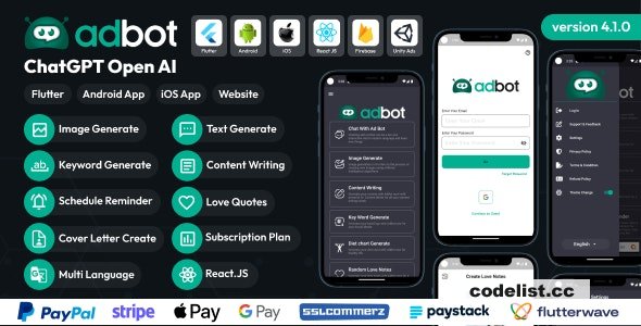 AdBot v4.1.0 - ChatGPT Open AI Android and iOS App