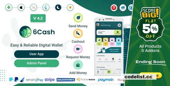 6Cash v4.2 - Digital Wallet Mobile App with Laravel Admin Panel - nulled