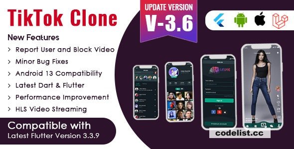 Flutter - TikTok Clone | Triller Clone & Short Video Streaming Mobile App for Android & iOS v3.6