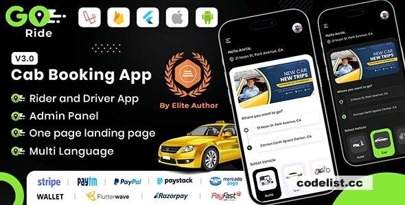 GORIDE v4.1 - InDriver Clone - Flutter Complete Taxi Booking Solution with Bidding Option