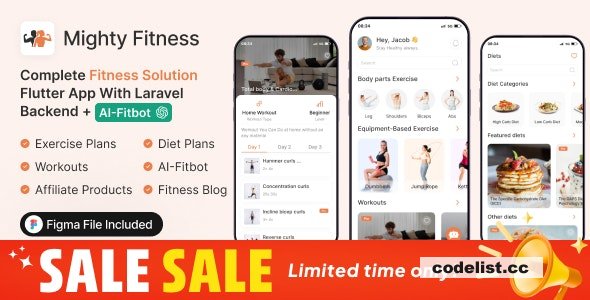 MightyFitness v3.0 - Complete Fitness Solution Flutter App With Laravel Backend + ChatGPT (AIFitbot)