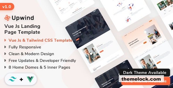 Upwind - Vue Js Landing Template (Tailwind CSS + Vue Js)
