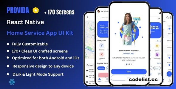 Provida Pro - Home Service & House Cleaning React Native Expo Ui Kit