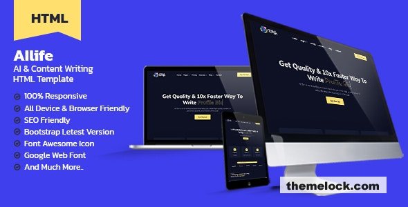 AIlife - AI Content Generator & Writing HTML Template