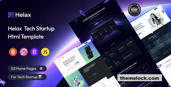 Helax - Tech Startup Landing Page Html Template