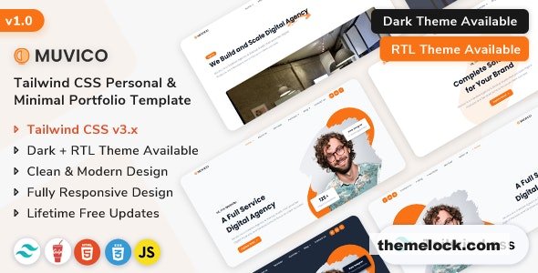 Muvico - Tailwind CSS Personal Portfolio Template