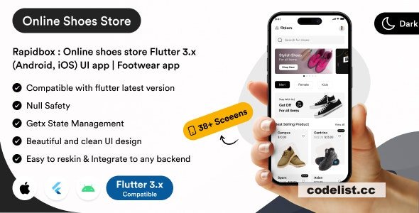 Rapidbox - Online shoes store Flutter 3.x (Android, iOS) UI app