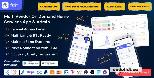 Fixit v1.0.3 - Multi Vendor On Demand, Handyman, Home service Flutter App with Admin Complete Solution