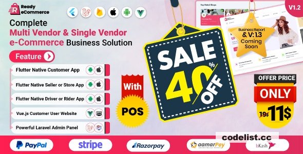 Ready ecommerce v3.4.0 - Complete Multi Vendor e-Commerce Mobile App, Customer Website with Store POS