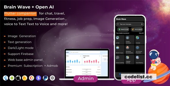 Brain Wave v1.0 - Powerful ChatGPT , Writing Assistant , Image Generator , Complete Flutter App
