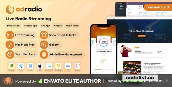 AdRadio v1.2.0 - Live Radio Streaming Website and Apps with Admin Panel - nulled